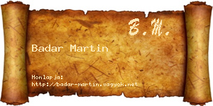 Badar Martin névjegykártya